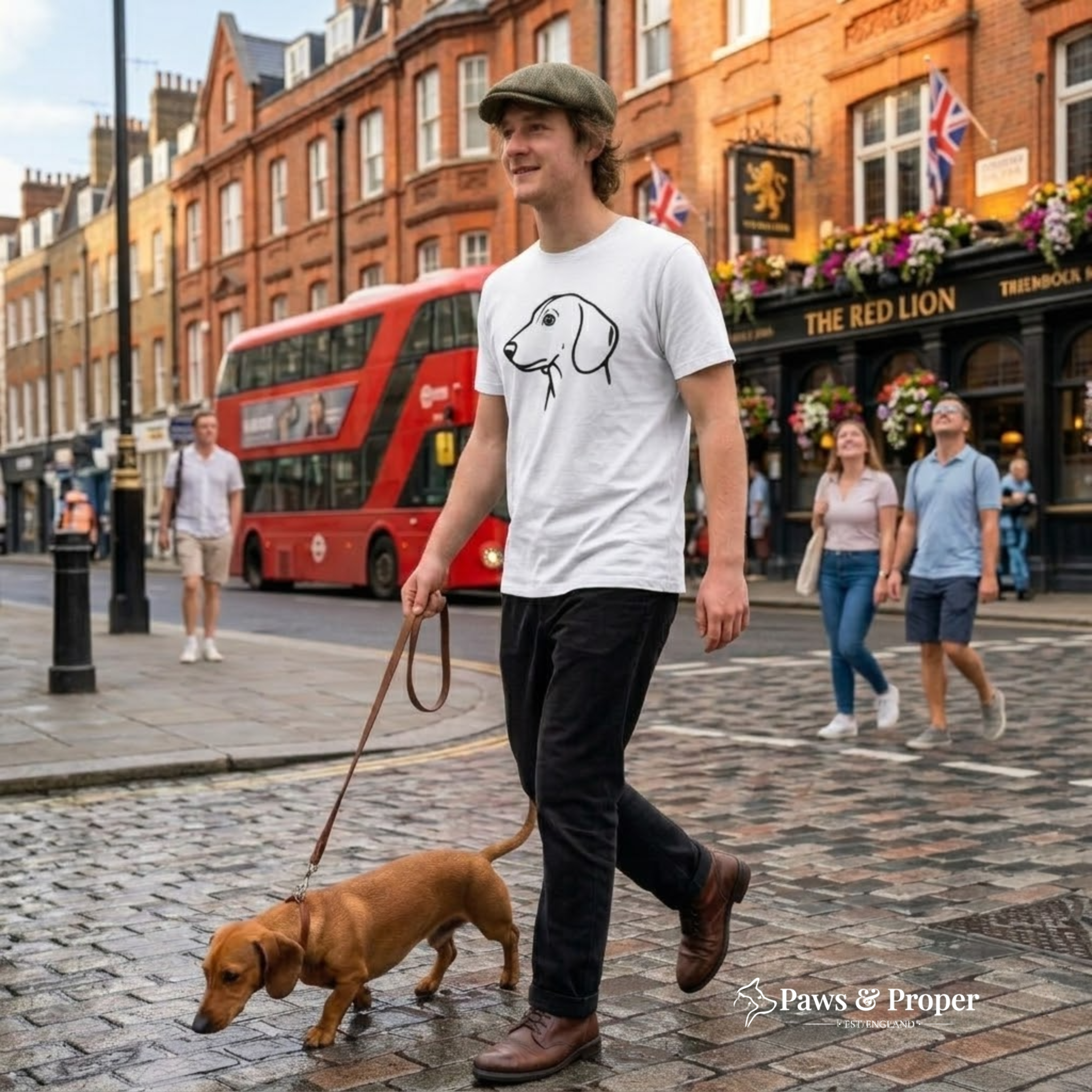 Dachshund Minimalist Organic Cotton T-Shirt - Sage Green Premium Breed Apparel